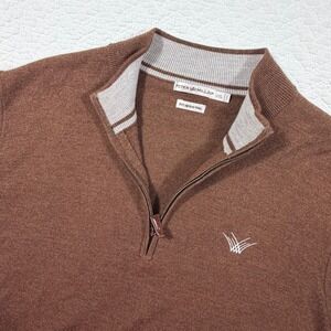 Peter Millar Brown 100% Italian Merino Wool Quarter Zip Sleeveless Vest Men‎ XXL